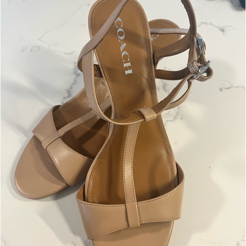 Coach Melodie Tan Camel Leather Dressy Sandals Women Size 10